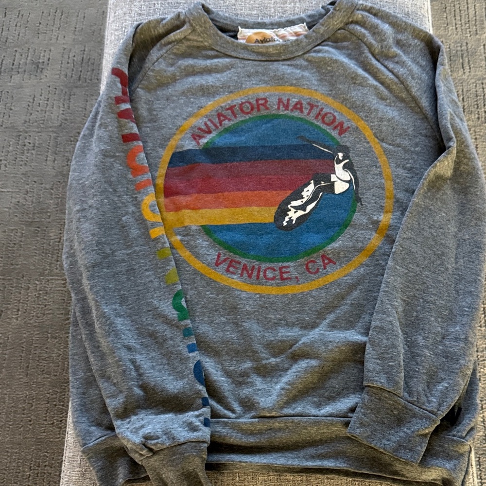 Aviator Nation Multicolor Graphic Crewneck Sweater